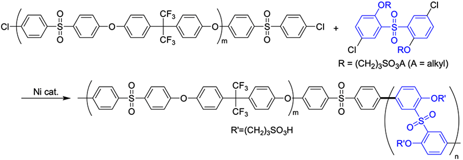 Synthetic example of copolymerized sulfonic acid polymer (特開2019-019266)